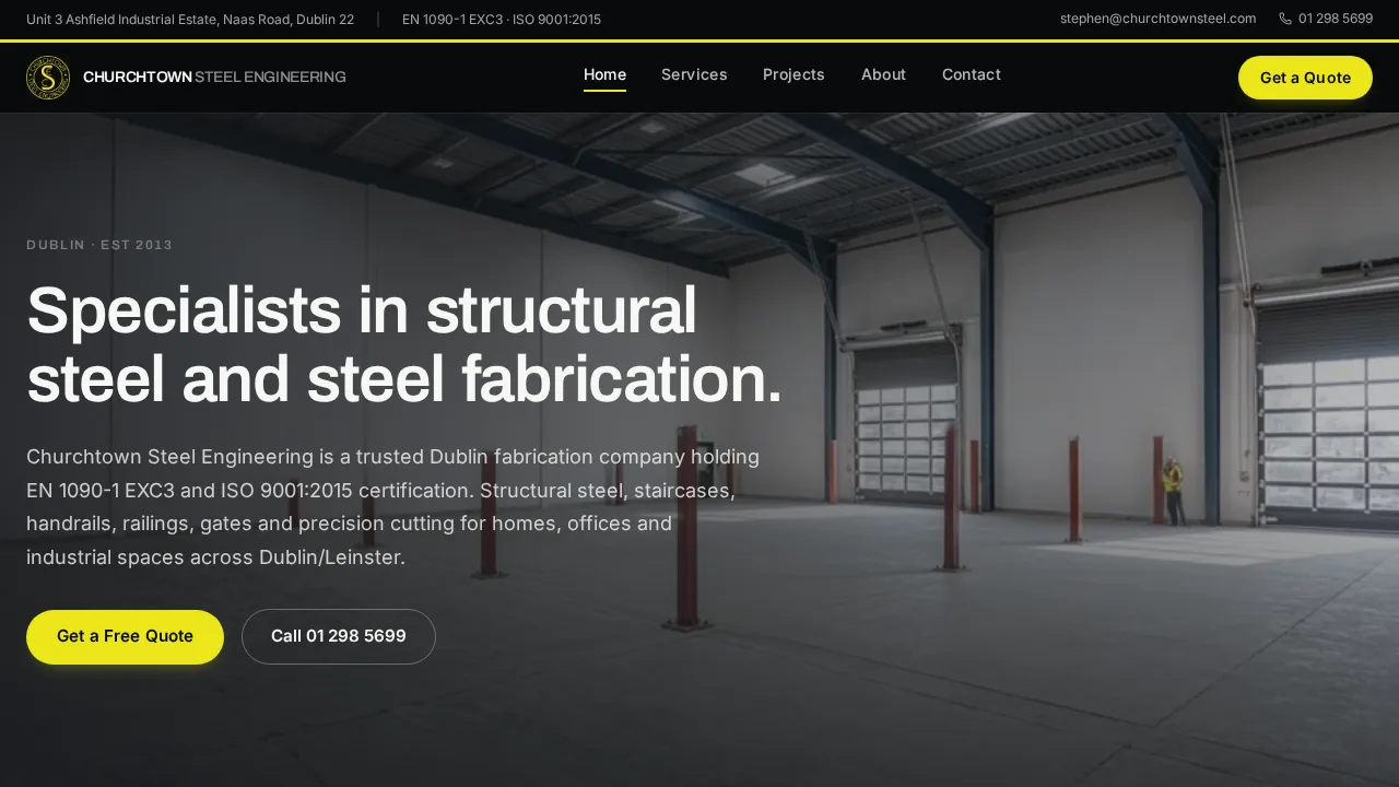 Churchtown Steel Engineering website designed and built by Sitefully