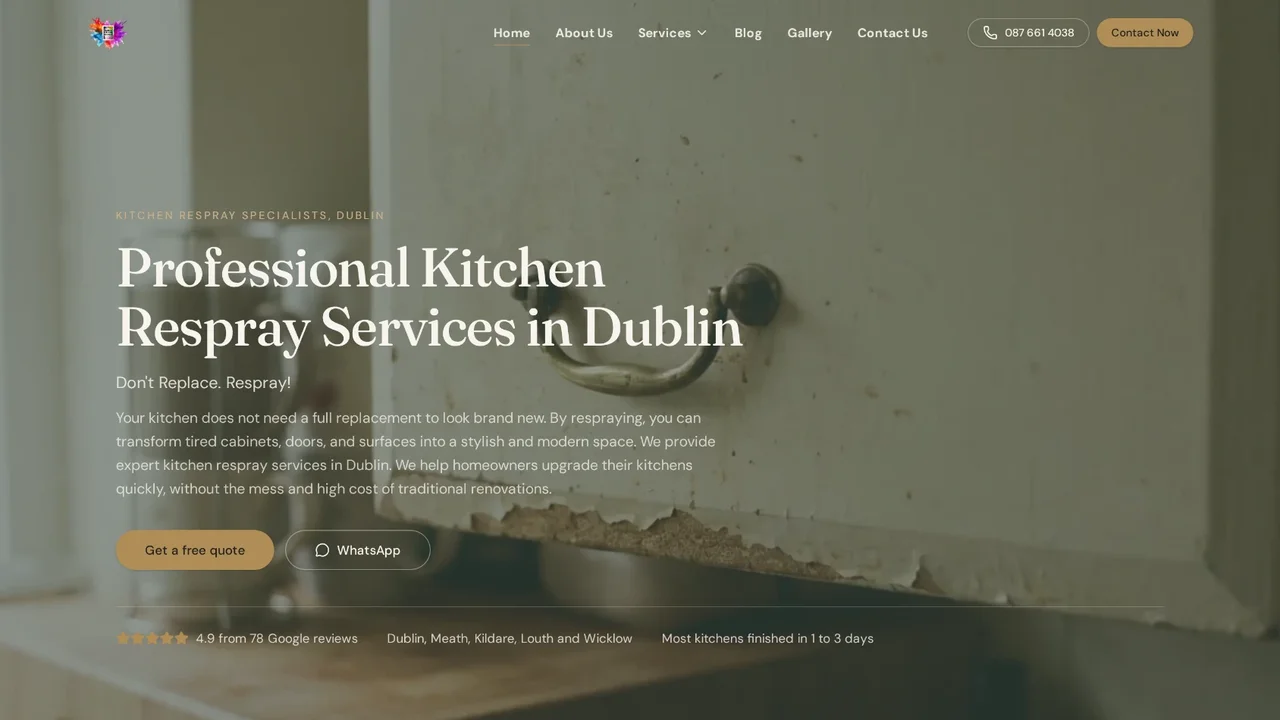 Dublin Kitchen Respray website designed and built by Sitefully
